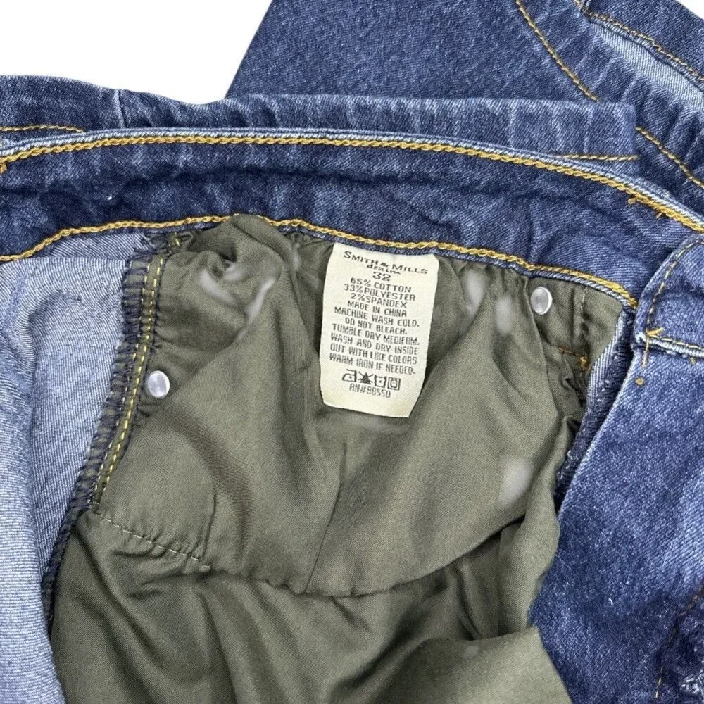 Smith Mills Men’s Jean Shorts Stretch Sz 32 Mid Rise Distressed